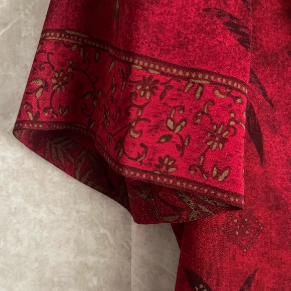 Kasper Burgandy 2 pc Tropical Design Blouse, Maxi Skirt Evening Dress Set Sz4 - Picture 13 of 14